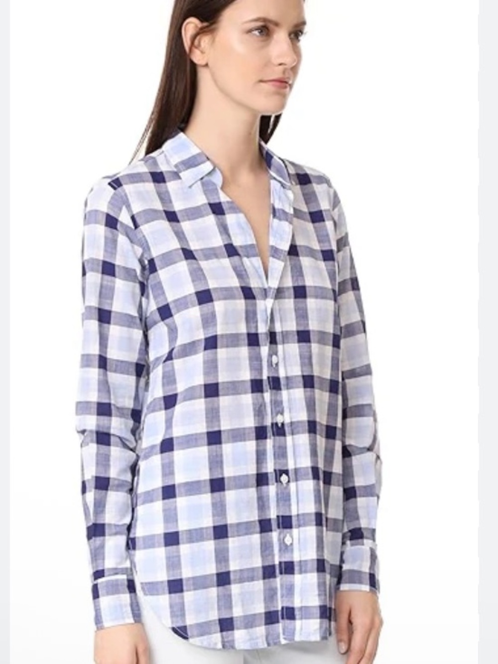 Frank & Eileen Women’s Blue White Plaid Check 100% Cotton Barry Shirt Size M